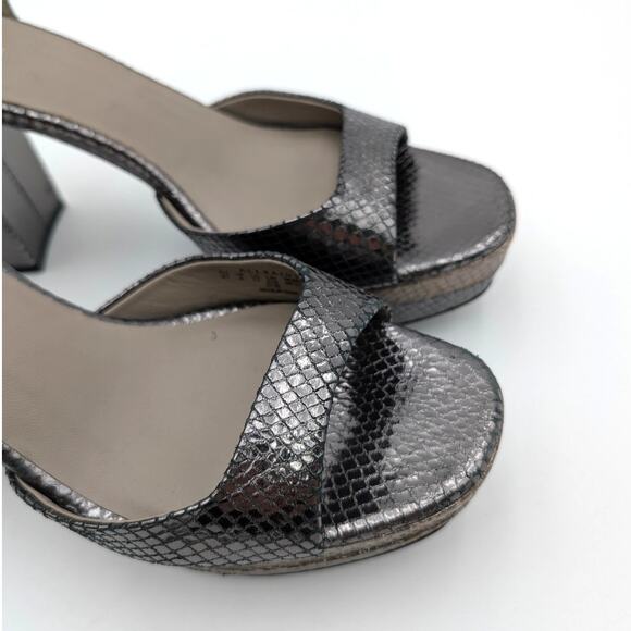 AllSaints Tia Snake-Embossed Platform Heels Women's Gun/Gold/Bronze Sz US11 EU41 - Picture 12 of 16